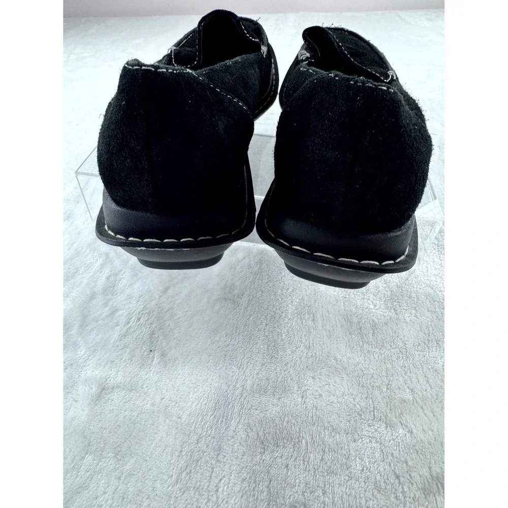 Passports‎ Loafers Shoes Women's 8m Black Suede Leather Slip-On Moc Toe Comfort